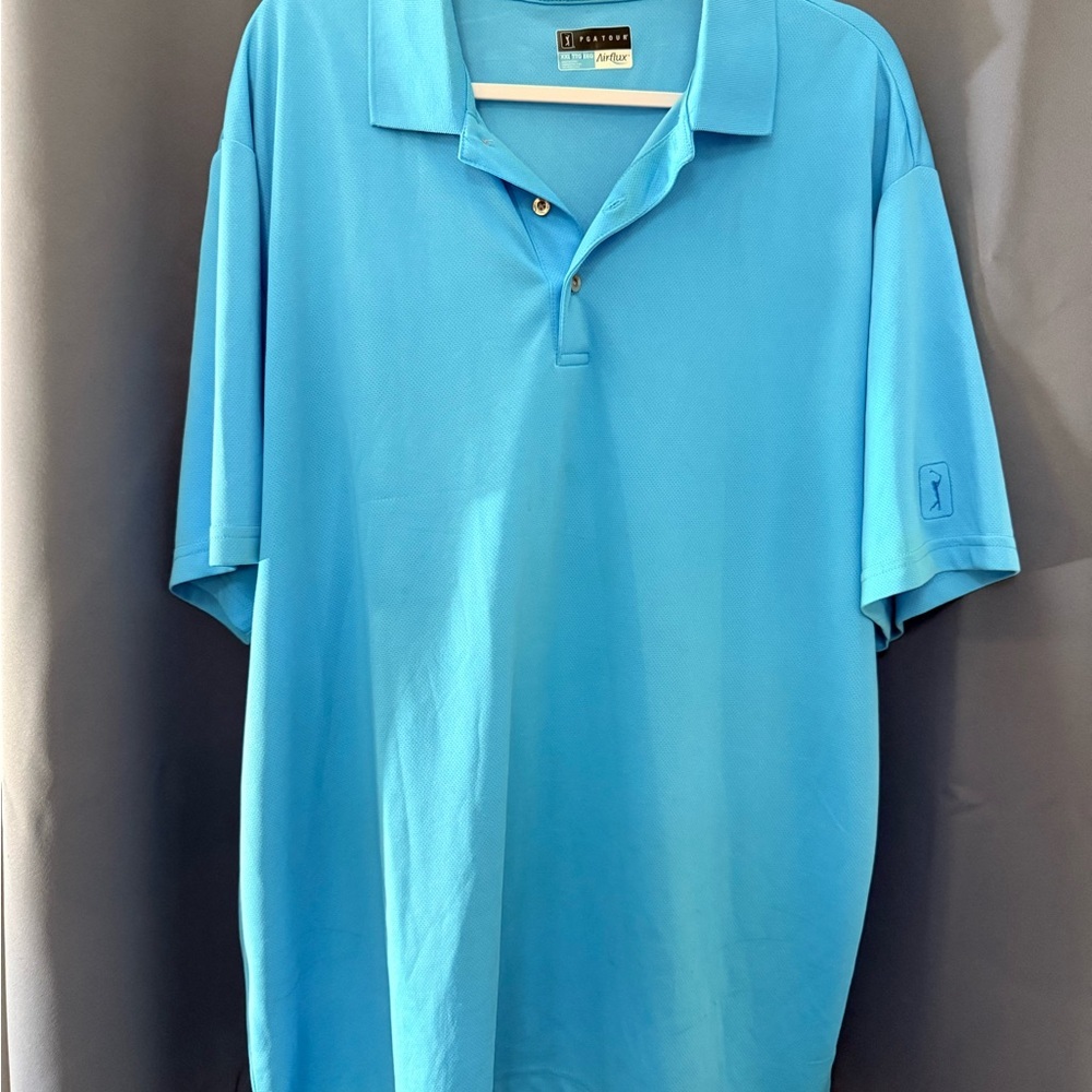PGA Tour Airflux Men’s Light Blue Performance Golf Polo